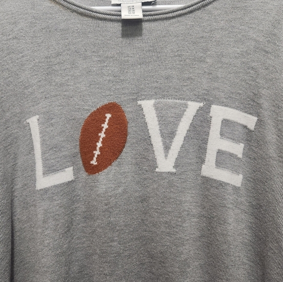 Rachel Zoe Cashmere Blend "Love Football" Gray Sweater Plus Size 1X - Picture 4 of 6